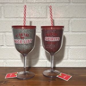 NWT pair of Hallmark Acrylic Holiday wine glasses